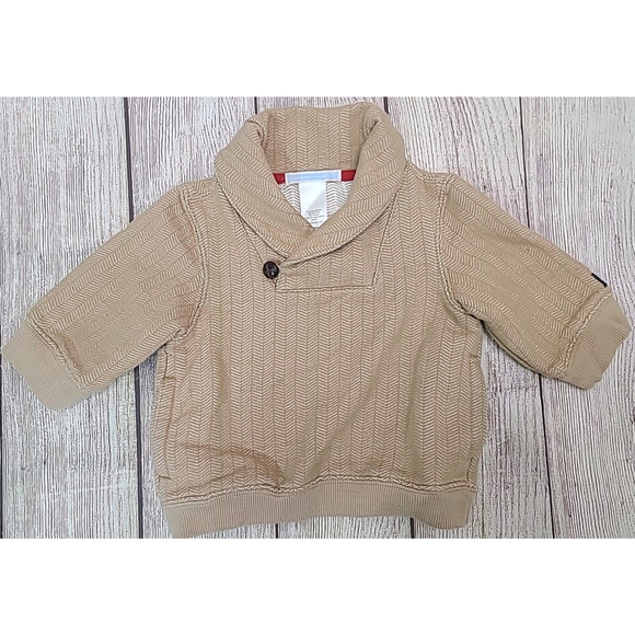 Janie And Jack Cowl Neck Pullover Shirt Infants 3-6 Months Sand Beige Pockets - Picture 1 of 6